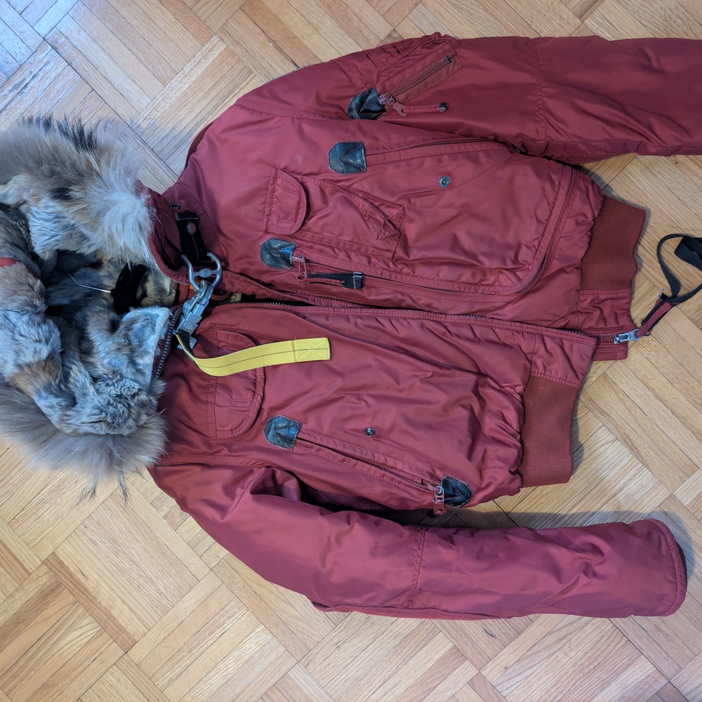 Red Fur-Trimmed Bomber Jacket